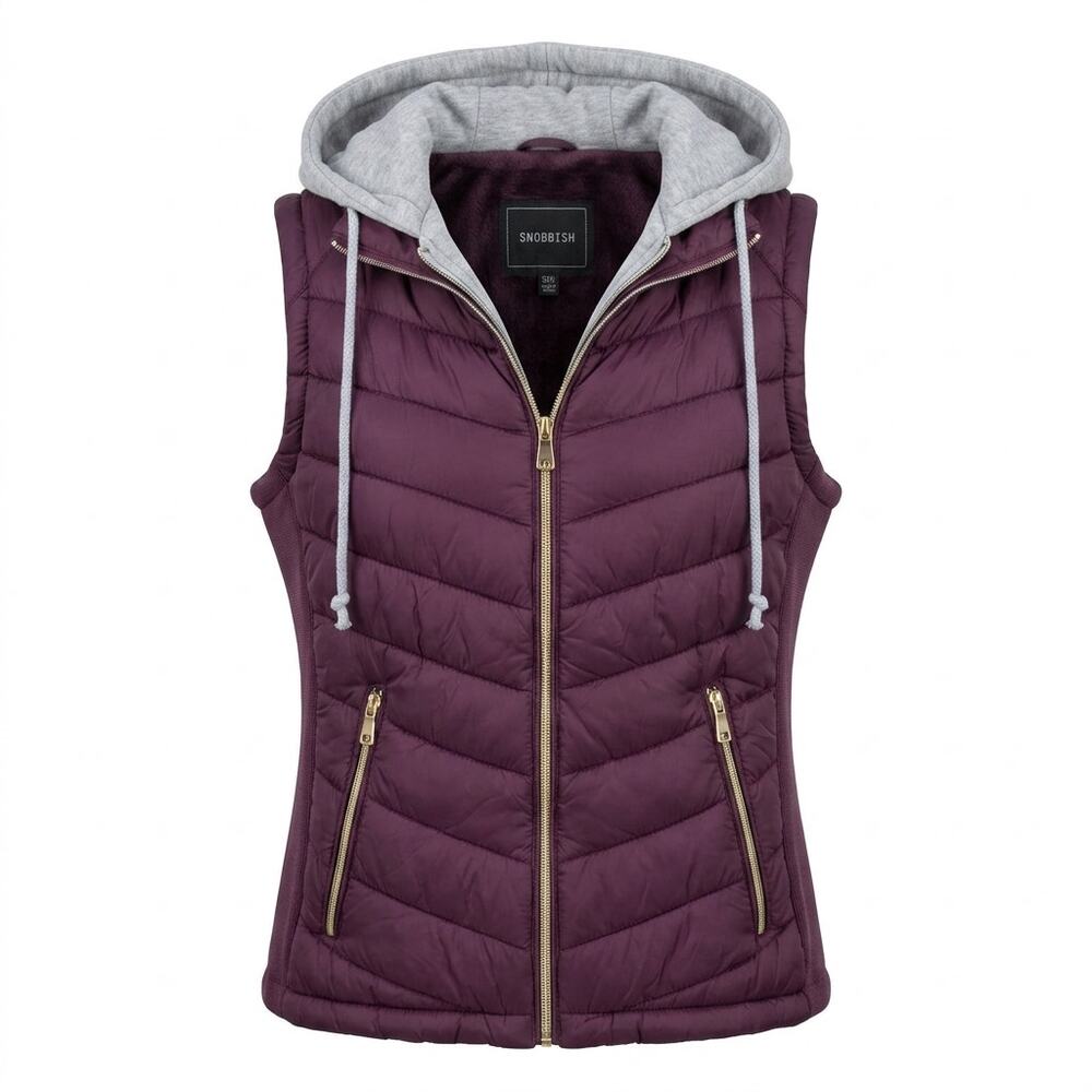 Snobbish Purple Fleece Full Zip Hooded Collared Jacket Women Size S